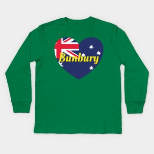 Bunbury WA Australia Australian Flag Heart Kids Long Sleeve T-Shirt